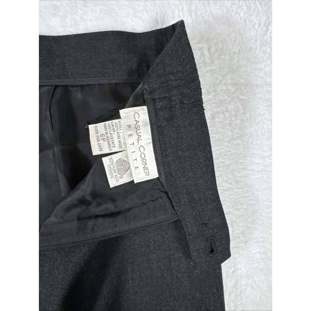 100% Pure‎ Wool Dark Grey Petite Size 6 Casual Corner Pencil Skirt Knee Length